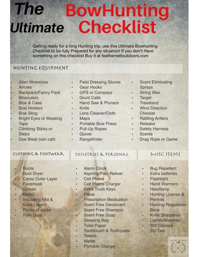 bow hunting trip checklist